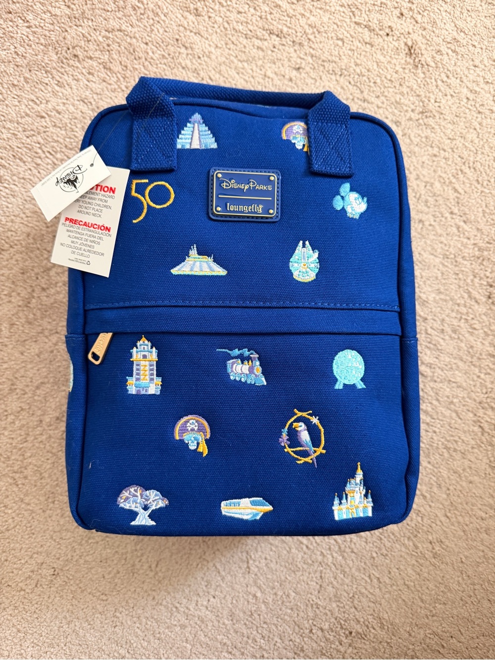 NWT Walt Disney World 50th Anniversary Loungefly Embroidered Canvas Backpack Bag